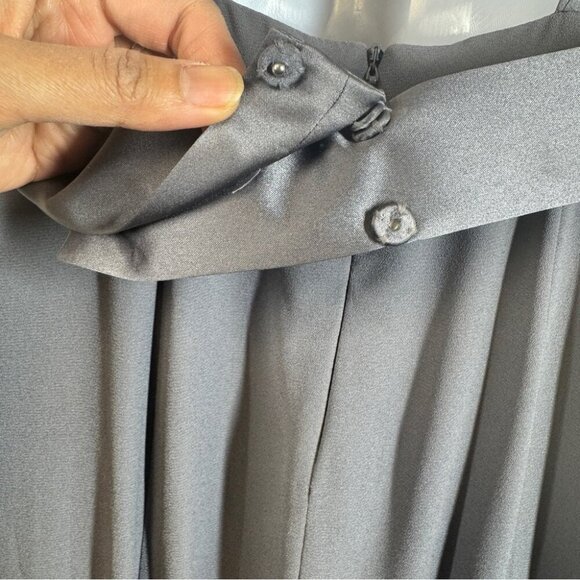 White by Vera Wang  V-neck Open Back Bridal Long Gray Gown Size 12 - Picture 12 of 16